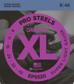 EPS520 XL PRO STEEL Струны для электрогитары Super Light 9-42 D`Addario